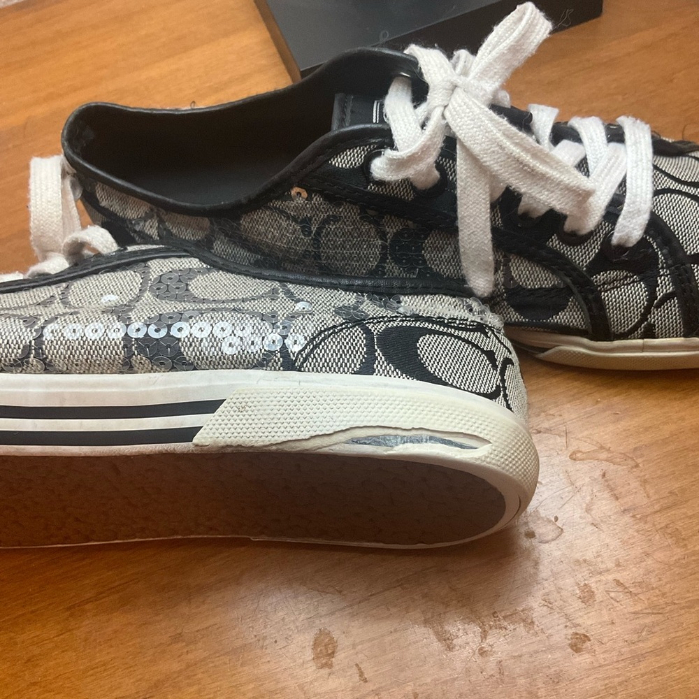 Coach Kameron Signature Canvas Sneakers Sequin Accent Chic Designer Casual - Picture 4 of 8